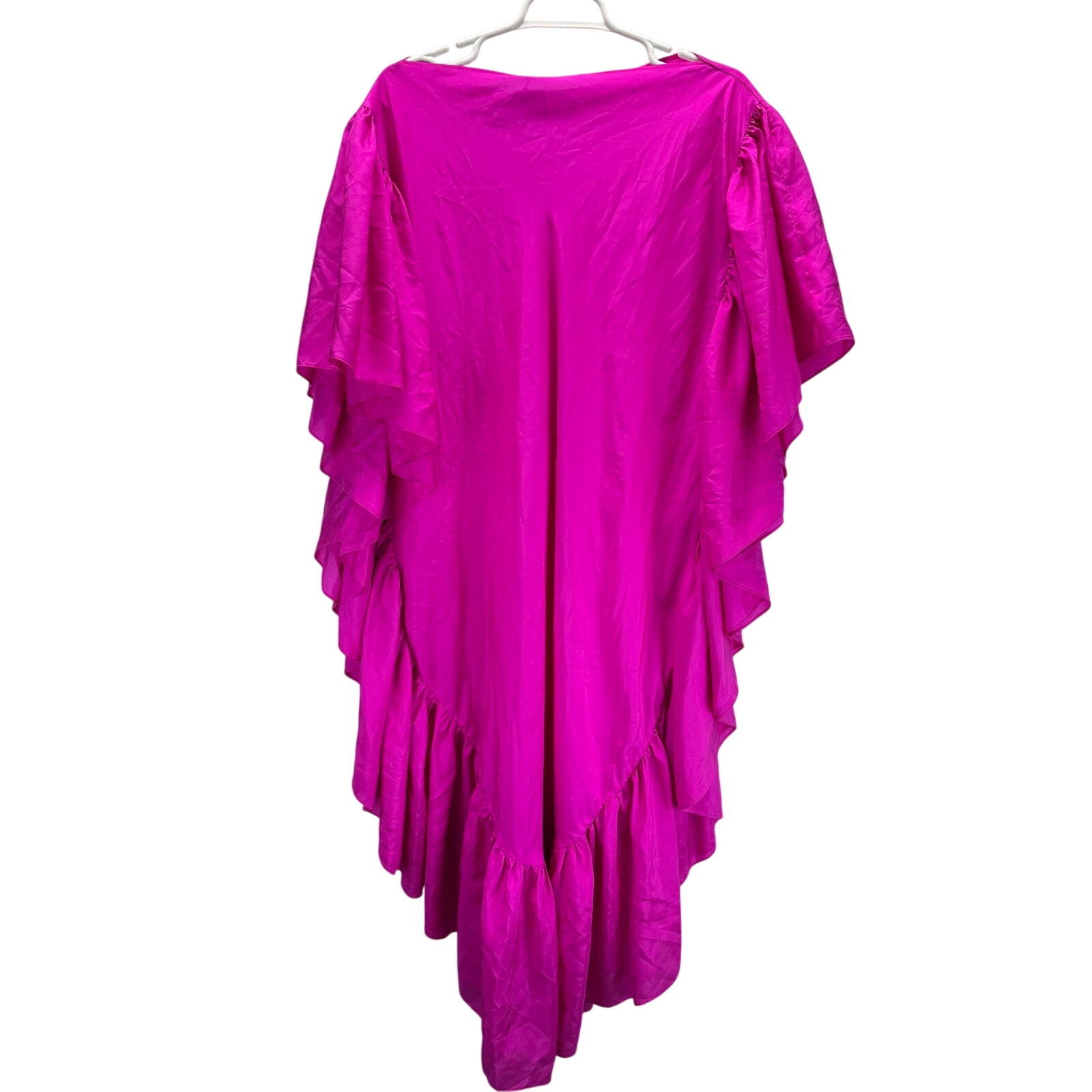 Kes New York The Bloom Dress Silk Neon Pink Ruffle Mid Dress Xs — image 4 of 8